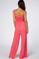 Coral Sleeveless Wide Leg Jumpsuit