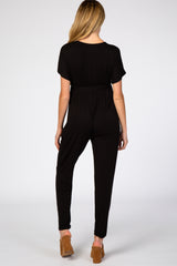 Black Wrap Tie Maternity Jumpsuit