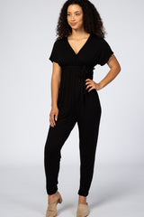 Black Wrap Tie Maternity Jumpsuit