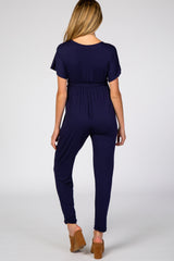 Navy Wrap Tie Maternity Jumpsuit