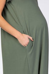 Olive Side Slit Maternity Maxi Dress