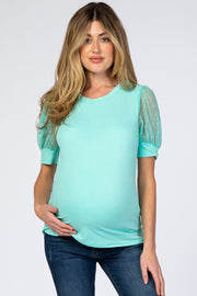 Mint Mesh Sleeve Maternity Top