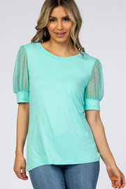 Mint Mesh Sleeve Top