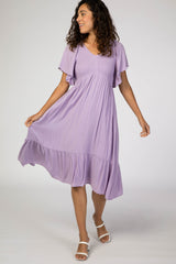 Lavender Smocked Ruffle Maternity Dress