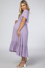 Lavender Smocked Ruffle Maternity Dress