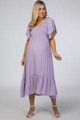 Lavender Smocked Ruffle Maternity Dress