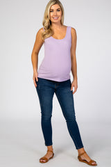 Lavender Ribbed Maternity Tank Top