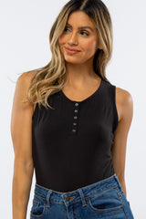 Black Snap Button Bodysuit