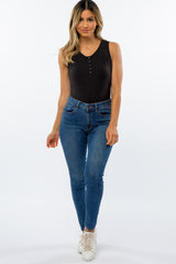 Black Snap Button Bodysuit