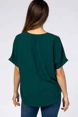 Forest Green Short Sleeve Maternity Blouse