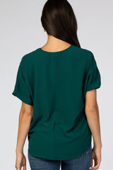 Forest Green Short Sleeve Blouse