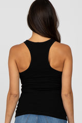 Black Ribbed Racerback Tank Top