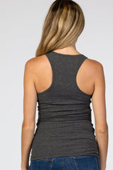 Charcoal Ribbed Racerback Maternity Tank Top