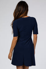 Navy Waist Tie Nursing Dress