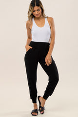 Black Maternity Band Jogger Pants