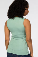 Light Olive Crossover Ruched Nursing Tank