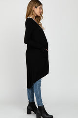 Black Button Front Knit Maternity Cardigan