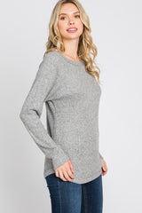 Heather Grey Brushed Waffle Knit Top