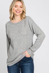 Heather Grey Brushed Waffle Knit Top