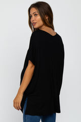 Black Short Sleeve Boatneck Maternity Top