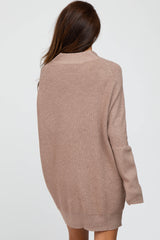 Taupe Funnel Neck Dolman Sleeve Mini Dress