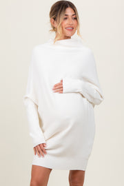 Cream Funnel Neck Dolman Sleeve Maternity Mini Dress