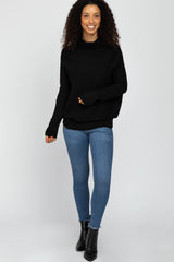 Black Funnel Neck Dolman Sleeve Sweater