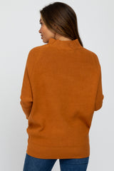 Camel Funnel Neck Dolman Sleeve Maternity Sweater