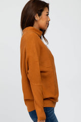 Camel Funnel Neck Dolman Sleeve Sweater