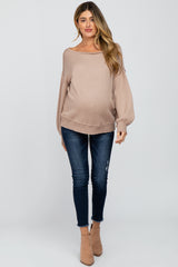 Mocha Boat Neck Bubble Sleeve Maternity Sweater