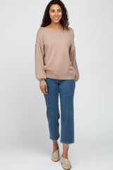 Mocha Boat Neck Bubble Sleeve Sweater