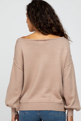 Mocha Boat Neck Bubble Sleeve Sweater