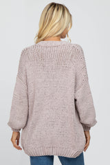 Beige Oversized Bubble Sleeve Cardigan