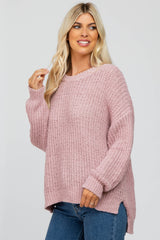 Light Pink Dropped Shoulder Sweater