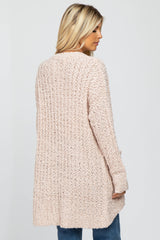 Light Pink Popcorn Knit Hi-Low Cardigan