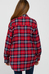 Red Plaid Button Up Flannel Maternity Top