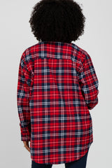 Red Plaid Button Up Flannel Top