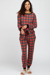 Red Plaid Maternity Pajama Set