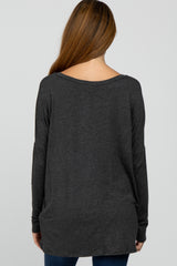 Charcoal V-Neck Maternity Top