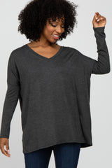 Charcoal V-Neck Maternity Top