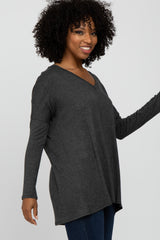 Charcoal V-Neck Top