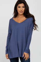 Blue V-Neck Top