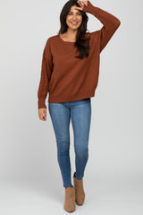 Camel Knit Braided Sleeve Sweater