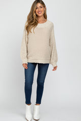 Beige Chunky Knit Maternity Sweater