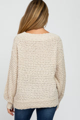 Beige Chunky Knit Maternity Sweater