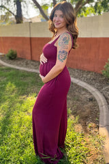 Magenta Sleeveless Wide Leg Maternity Jumpsuit