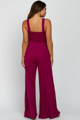 Magenta Sleeveless Wide Leg Maternity Jumpsuit