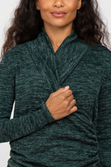 Green Soft Heathered Draped Wrap Nursing Top