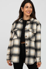 Black Soft Plaid Flannel Shacket