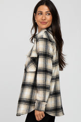 Black Soft Plaid Flannel Shacket